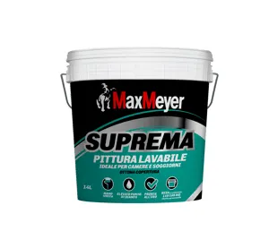 Pittura per interni per parete e soffitto lavabile, MAXMEYER Bianco Supremo bianco opaco, 14 L