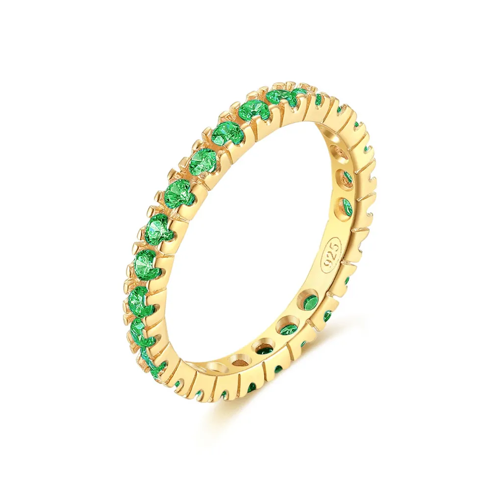 Ring in 18kt verguld zilver, groene zirkonia