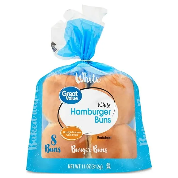 Great Value Hamburger Buns, 11 oz, 8 Count