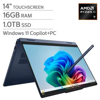 Lenovo IdeaPad 5 2-in-1 14" Touchscreen Laptop - Ryzen AI 7 445 Processor - WUXGA (1920 x 1200) - 16GB RAM - 1TB SSD - Windows 11 Home - Digital Pen Included