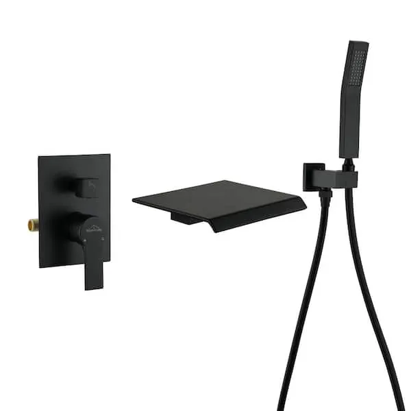 Boyel Living Single-​Handle Wall Mount Roman Tub Faucet with Hand Shower in Matte Black