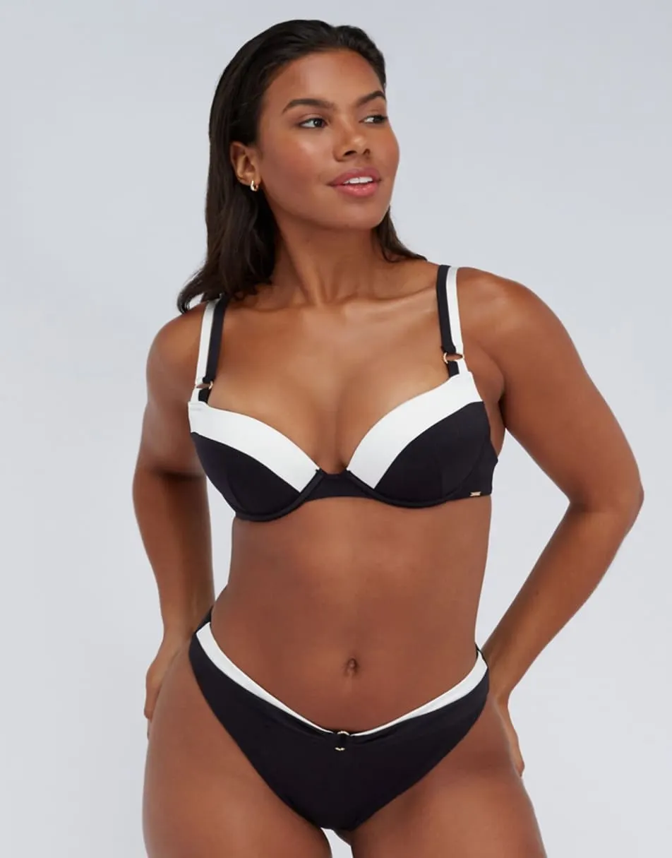 Boux Avenue Agadir cheeky brazilian bikini bottoms summer swimwear in black mix