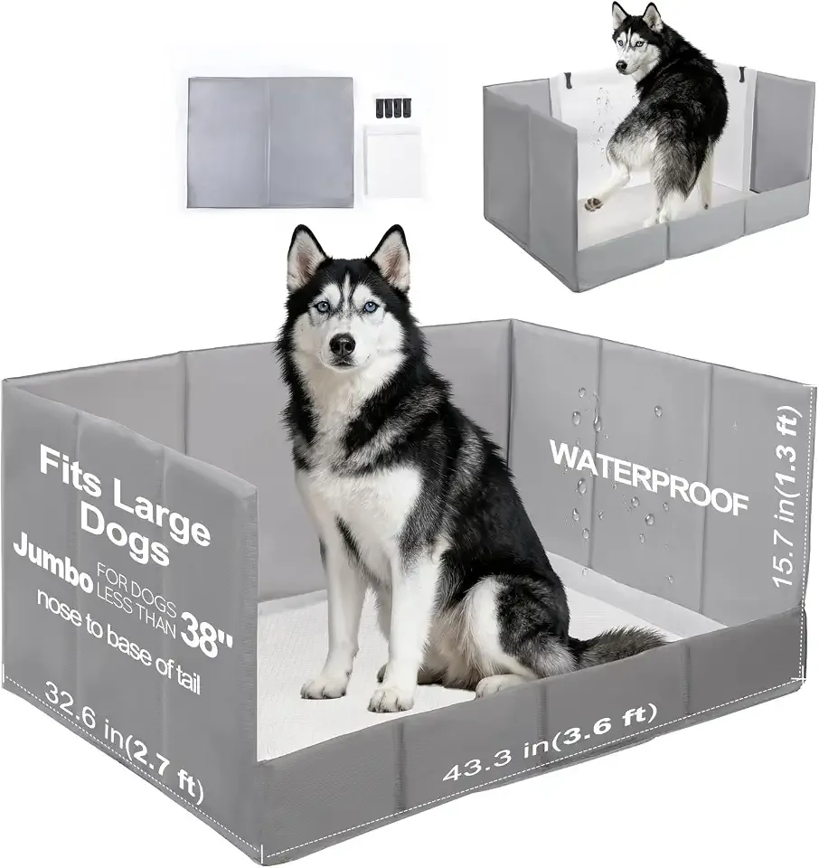HQ4US 4LEGS Dog Litter Box Indoor High Walls, Puppy Pee Pad Holder Foldable