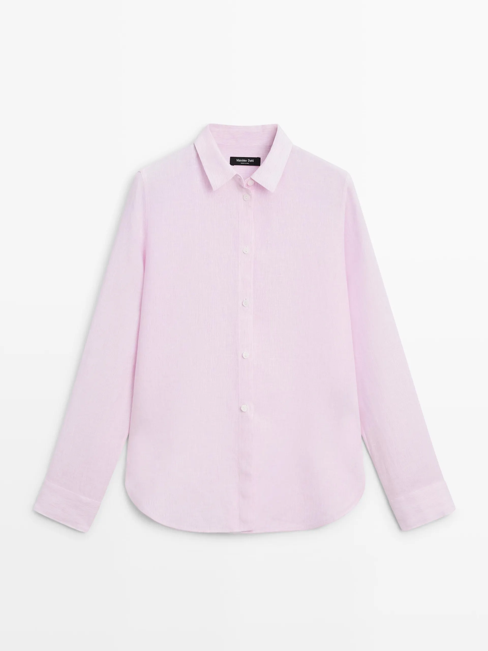 Soepelvallend 100% linnen overhemd met fijne strepenprint