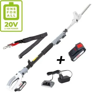 Tagliasiepi telescopico a batteria + Batteria e Caricabatterie LED inclusi – Taglio in altezza fino a 4 m IKRA