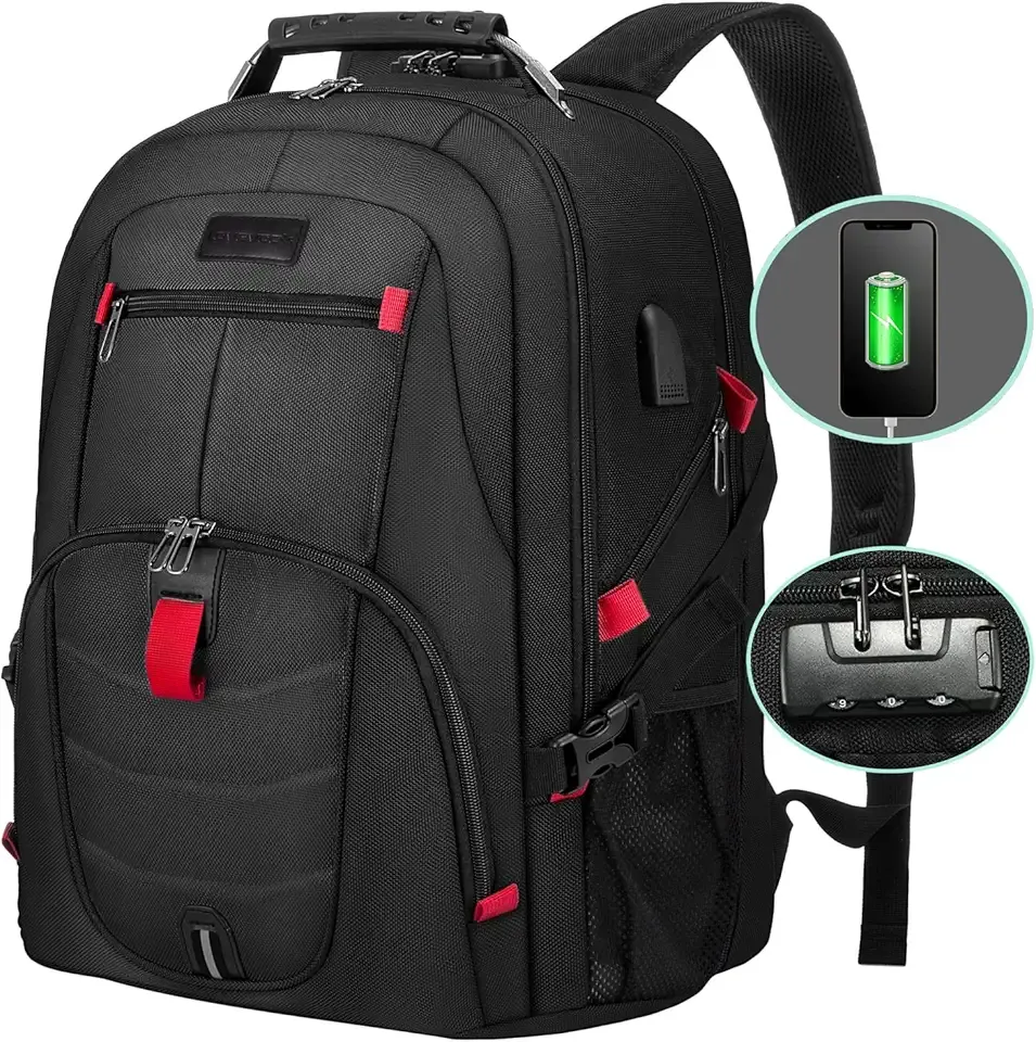 LOVEVOOK Travel Laptop Backpack Waterproof Anti Theft with Lock and USB Charging Port Large Computer Business Backpack for Men Women College (15.6 inch, Black)