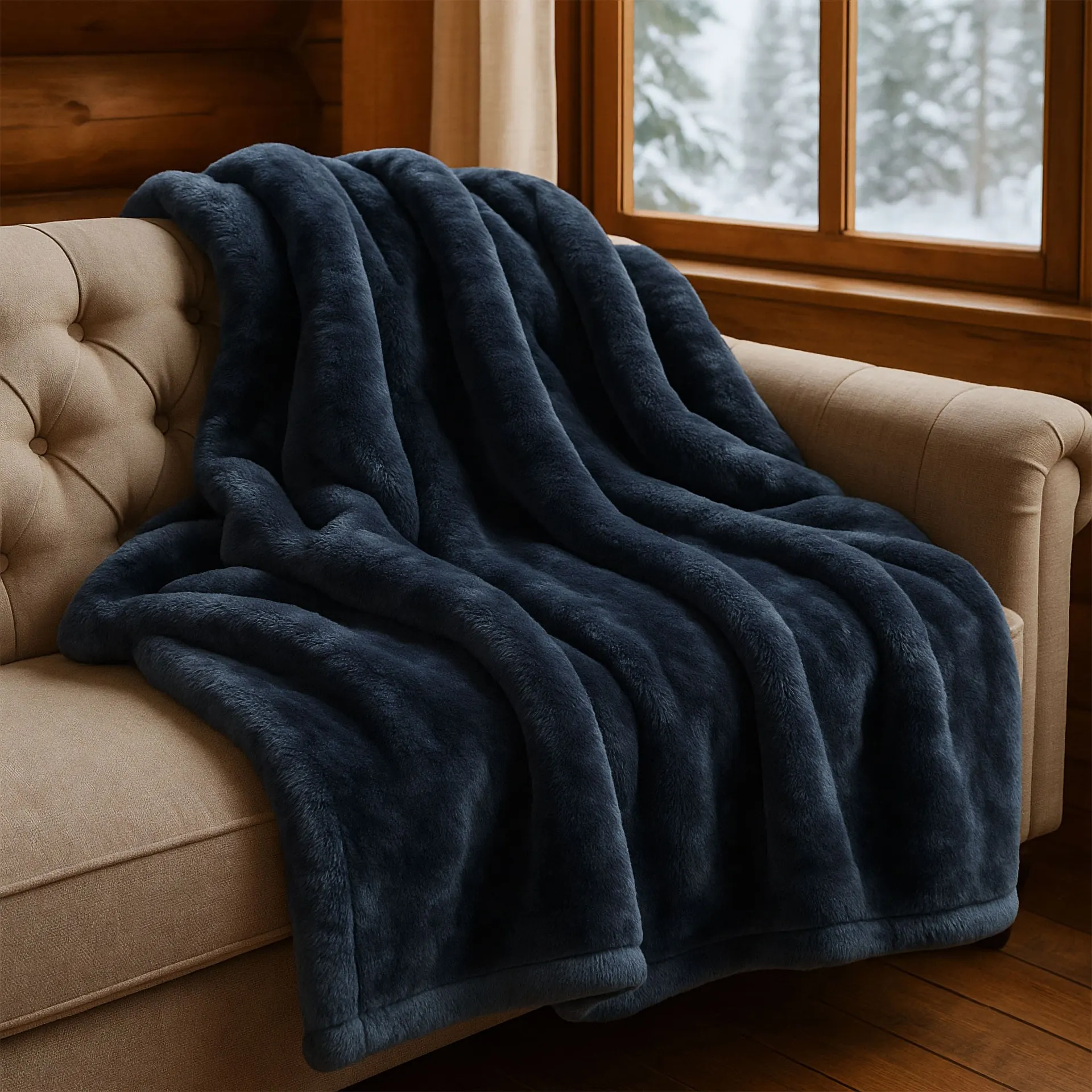 Faux Fur 91x81 Washable Blanket, Gray Gray 90-in x 90-in Polyester Blanket