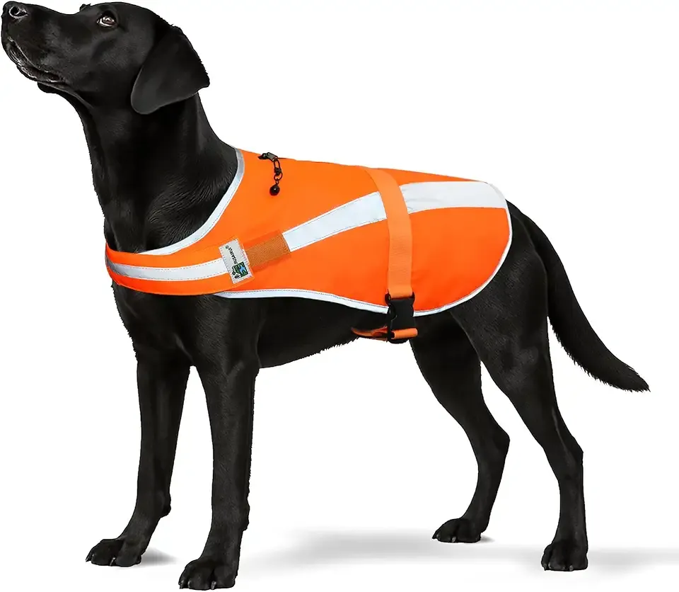 Reflective Dog Hunting Vest – Blaze Orange Safety Vest with Removable Bell, Waterproof and Lightweight (M)