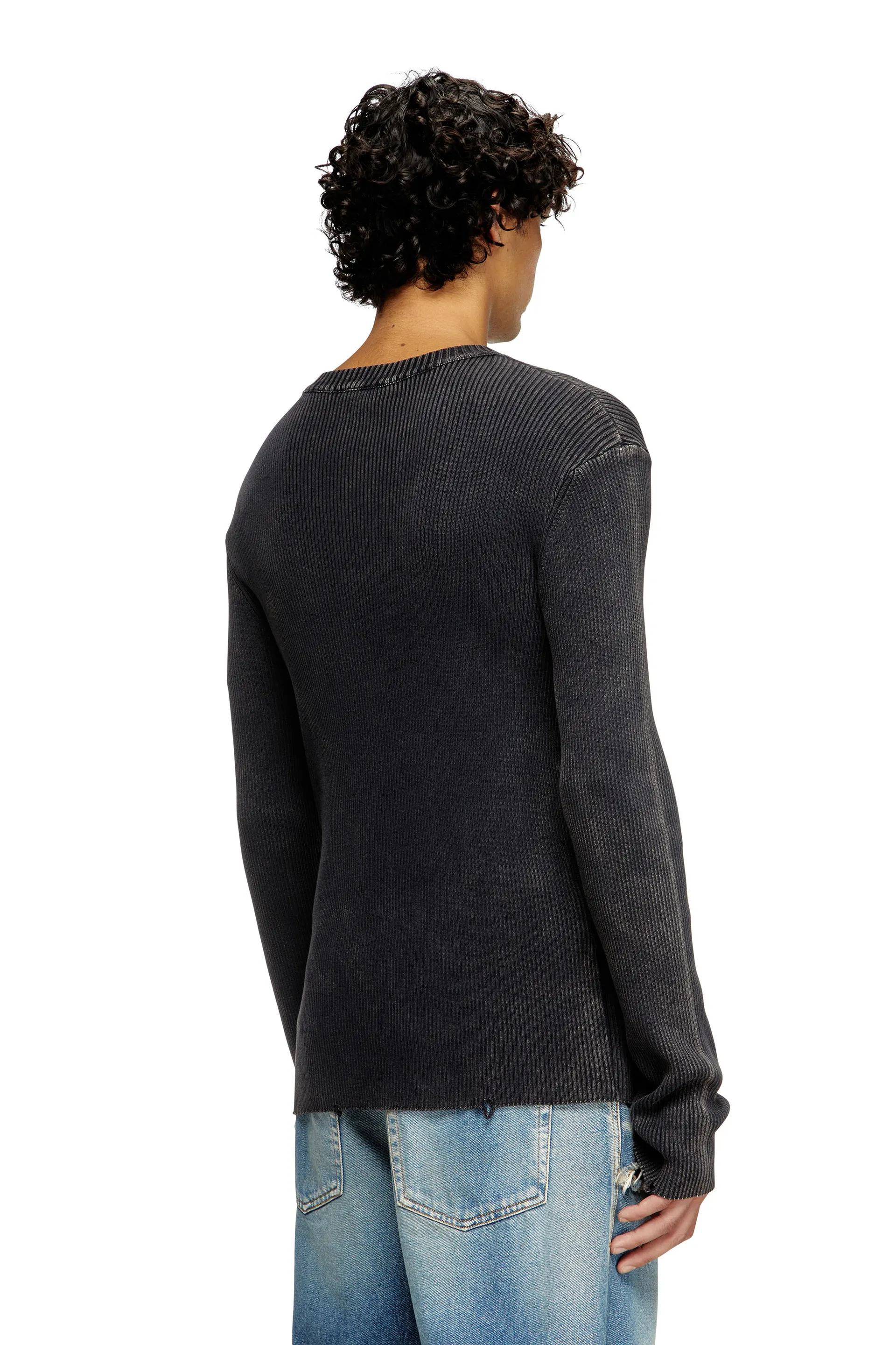 Distressed jumper with cut-out logo