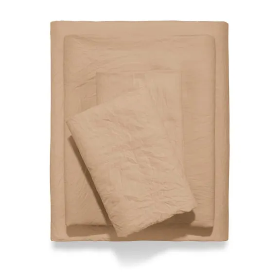 Mainstays Enzyme Washed Microfiber Bed Sheet Set, Full, Fatigue Tan, 4 Pieces