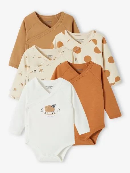 Lot de 5 bodies ouverture naissance bébé en coton...
