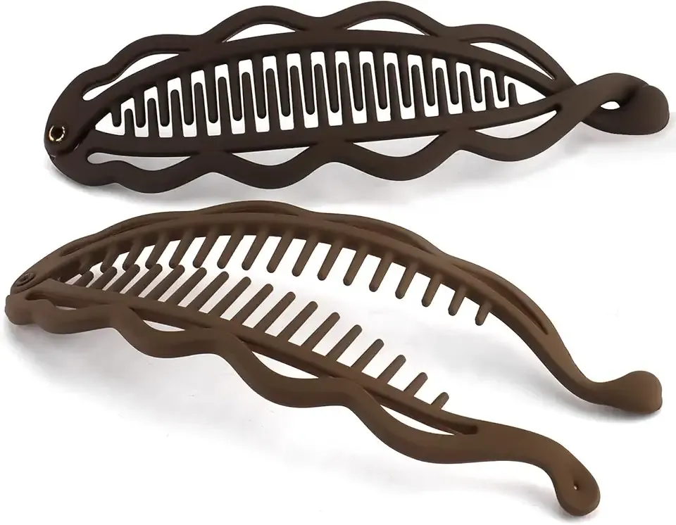 2pcs Large Banana Clip Hair Clips for Thick Heavy Hair, Matte Banana Hair Clip for Women Volumizing Hairstyles Clean Look, Flat Lay Down Strong Hold Voluminous Ponytail Bun Holder Accessories