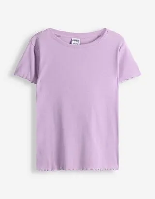 T-shirt - Orlo a conchiglia - Rosa chiaro