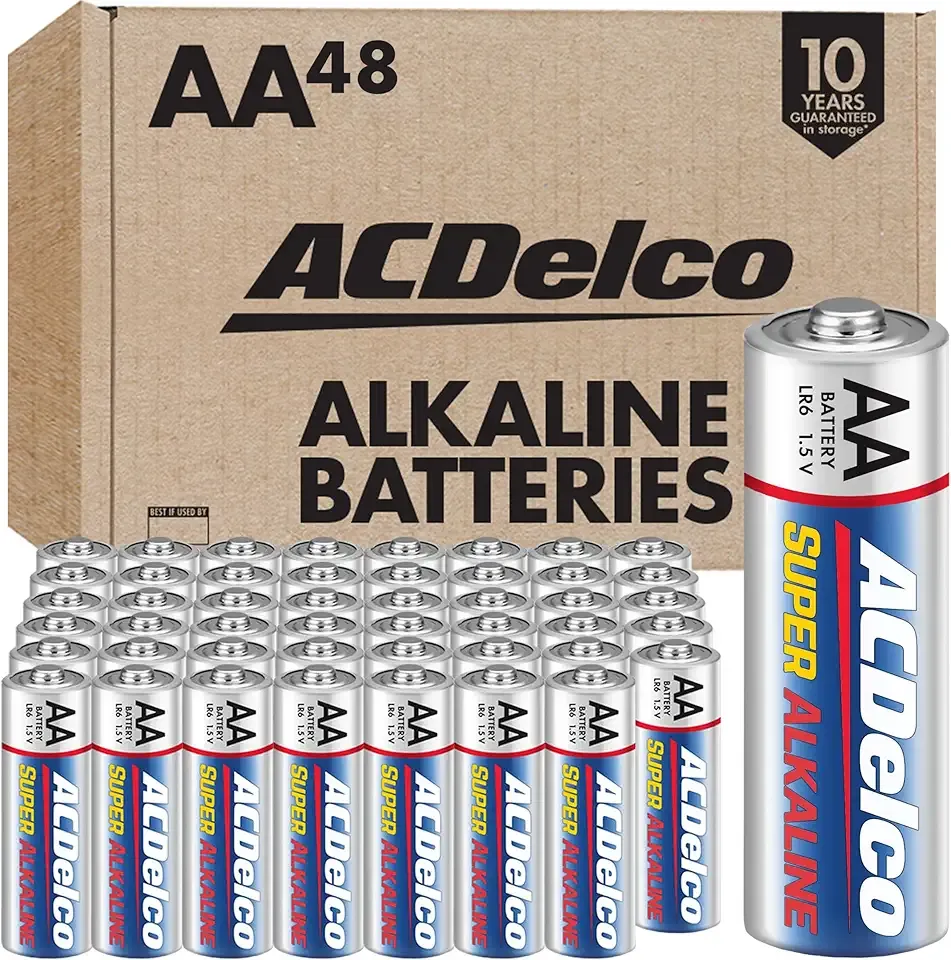 ACDelco 48-Count Double AA Batteries, Maximum Power Super Alkaline Battery, 10-Year Shelf Life, Reclosable Packaging