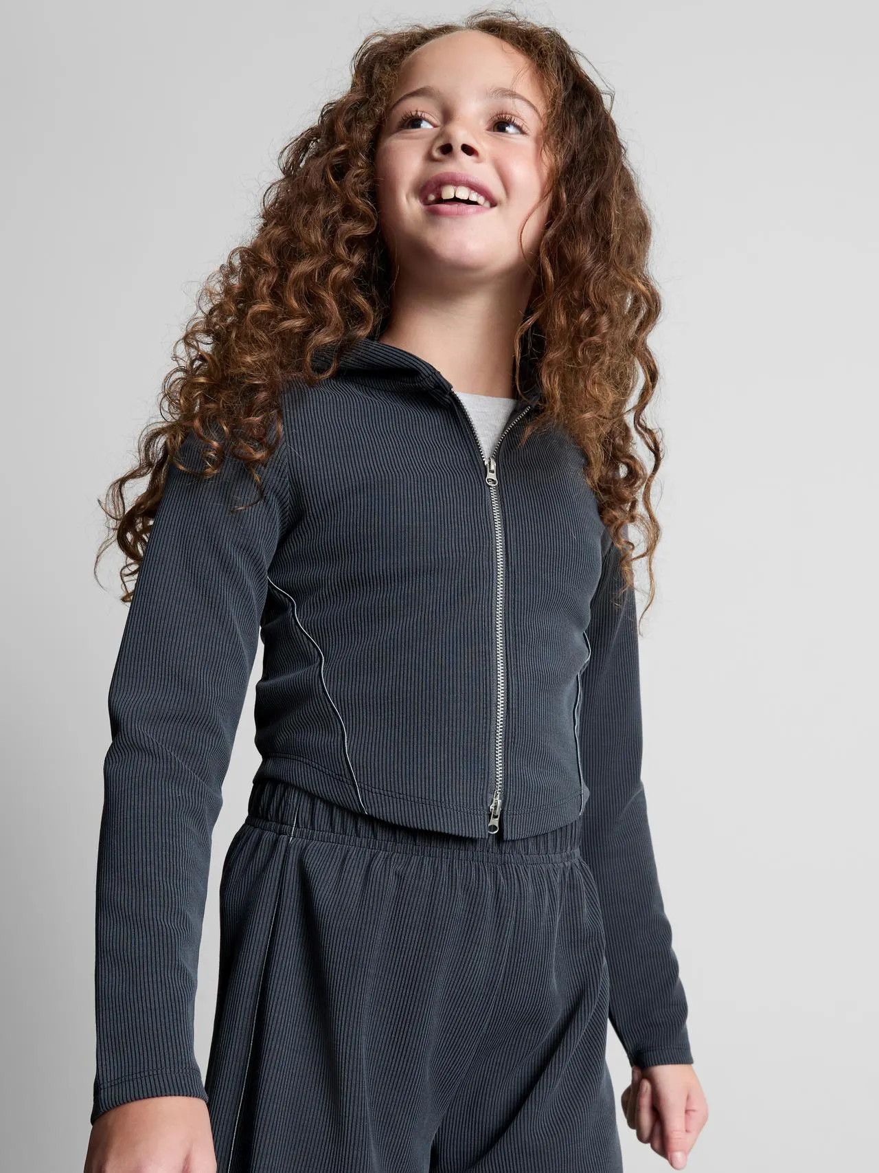 7–15 ans | Sweat à capuche zippé côtelé