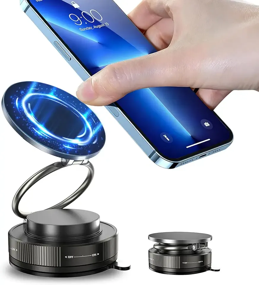 Magnetic Phone Holder for MagSafe, 360° Adjustable Car Phone Mount with 96+LBS Strongest Suction & 2800gf Strongest Magnetic for Dashboard/Gym/Mirror, Compatible with iPhone & Android