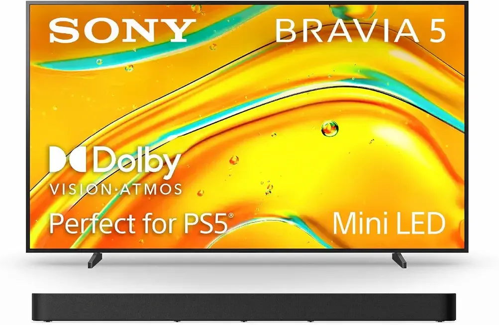 Sony BRAVIA 5 98-Inch 4K Mini LED Smart TV (K-98XR50) with BRAVIA Theater Bar 7 9-Speaker Soundbar (HT-A7100) Bundle