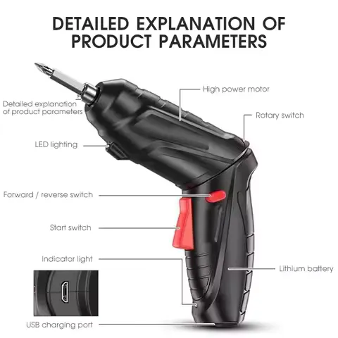 Electric Screwdriver Set 3.6V Cordless Rechargeable Power Tool with 1800mAh Battery for Home DIY Furniture Assembly Maintenance