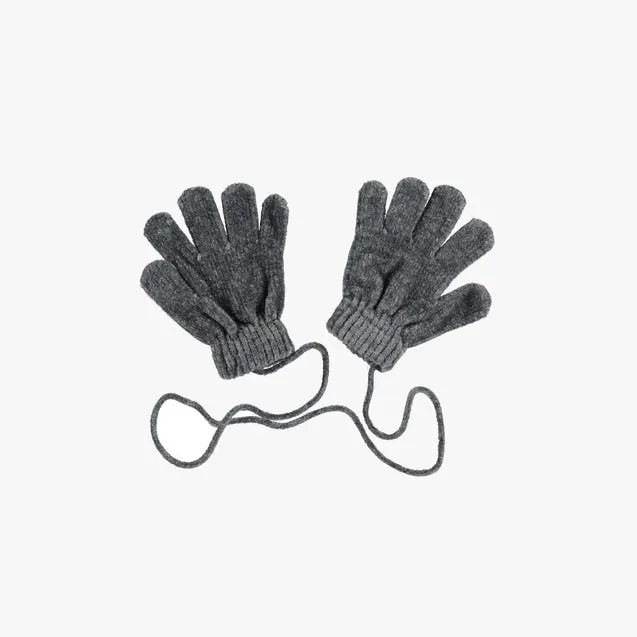 Kids handschoenen in chenille met koord
