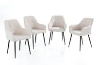 2er-Set Esszimmerstuhl, gepolstert aus Samtbezug mit Metallstruktur, ca. 61 x 59 x 85 cm - Beige