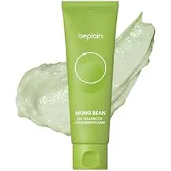 beplain Mung Bean pH-Balanced Cleansing Foam (5.4fl.oz/160ml) | Fragrance-Free | Non-Comedogenic Tested | Deep Pore Facial Cleanser | Suitable for Sensitive Skin | Face Mask Cleanser | Korean Skincare