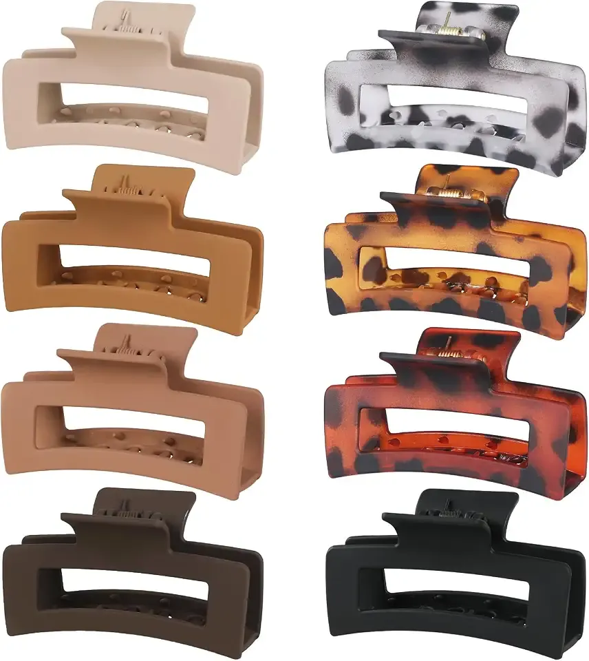8 Pcs Hair Clips for Women 3.5 Inch Rectangle Claw Clips Fashion Hair Clips for Thick Thin Hair Non-slip Banana Clips-Basic