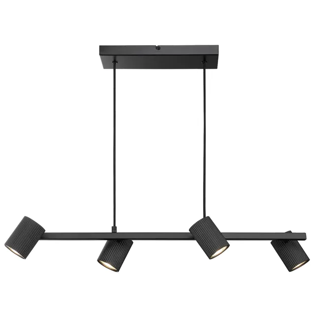 Lampadario Design Fabio nero paralume nero 4x GU10 Ø6cm INSPIRE