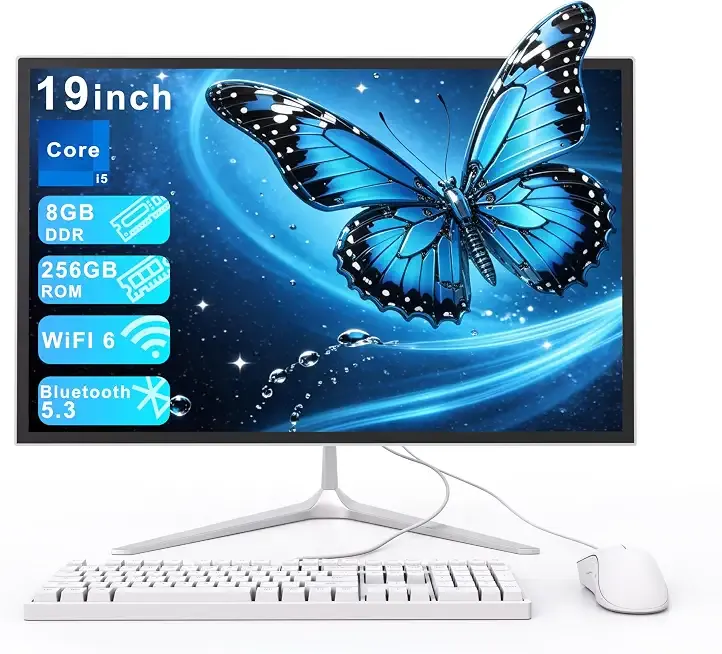 19inch All-in-One Computer Saves Desktop Space Designed for Home&Office Use | Core i5 4590(up to 3.7GHz), 84W TDP, 8GB RAM 256GB SSD, Bluetooth 5.3 WiFi 6 with Wired Keyboard&Mouse