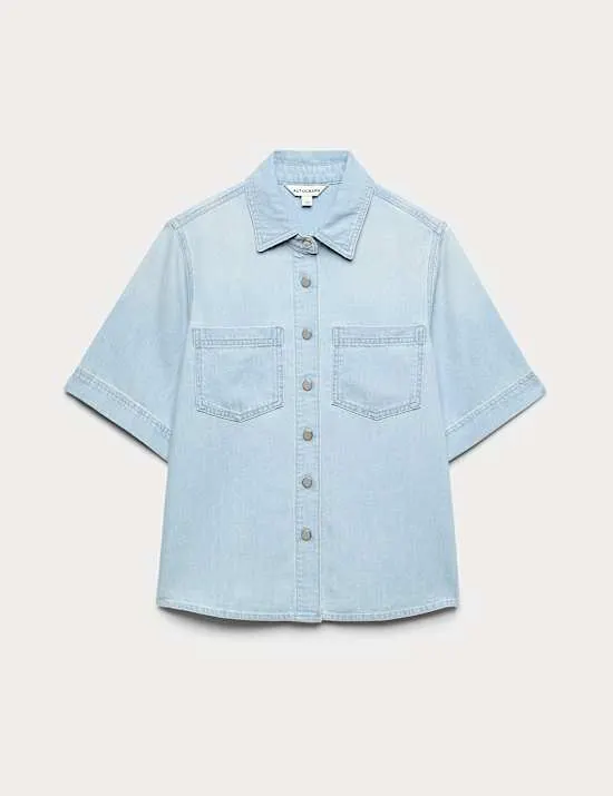 Denim Collared Relaxed Shirt