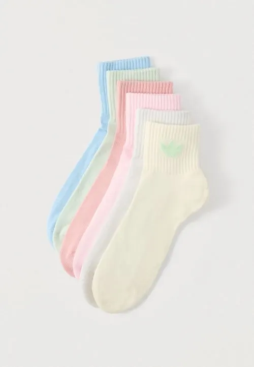 SOCKS UNISEX 6 PACK - Sokker - mauve/linen green/grey one
