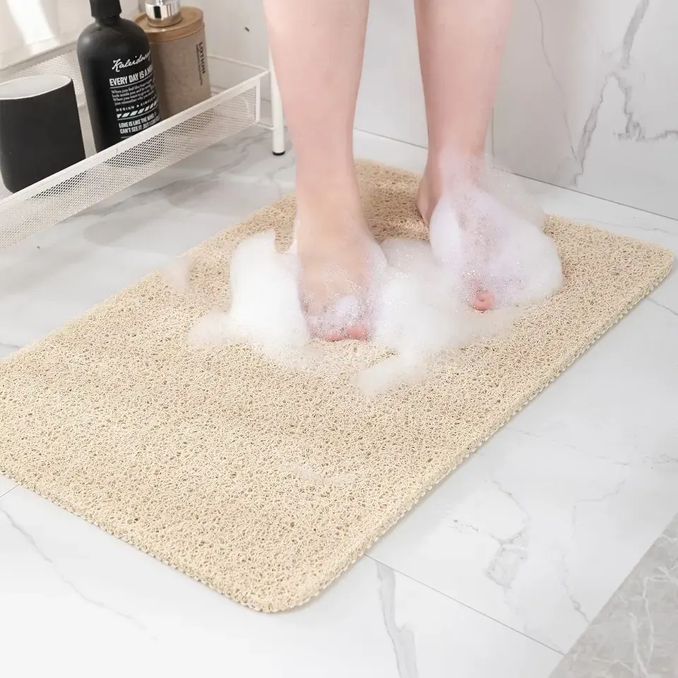 Hargiis Non Slip Bathtub Mat, Anti Slip Shower Mat, Fast Drying Bath Tub Mats, Foot Scrubber Mat, Anti Slip Mat for Tub, Floor, Bathroom, Home, Kitchen, Hotel (Beige 24"x16")