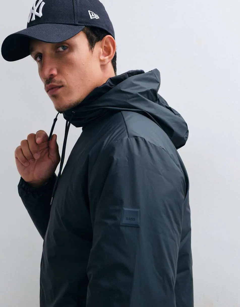 Rains 15770 Lohja waterproof relaxed hooded bomber jacket in navy