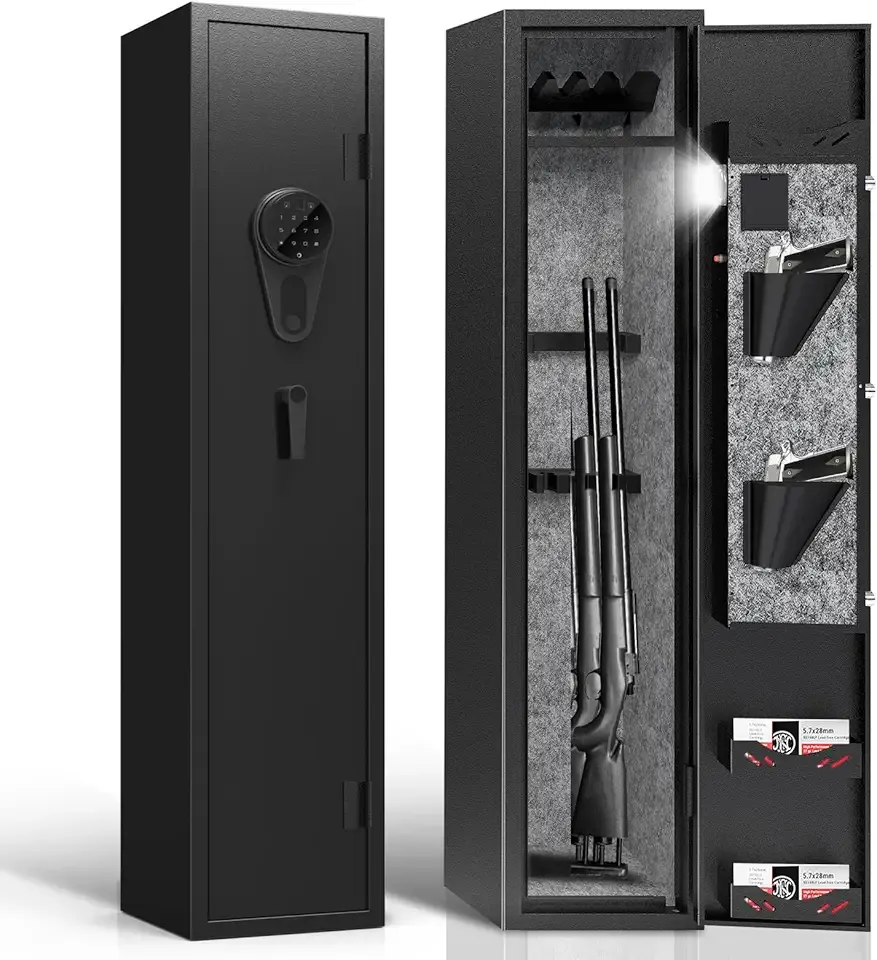 KAER 4-5 Gun Safes,Gun Safe for Rifles and Pistols,Shotgun Rifle Safe,Gun Safes for Rifle and Shotguns,Long Gun Cabinets with Fingerprint/Digital Keypad/Removable Shelf for Rifles Safes