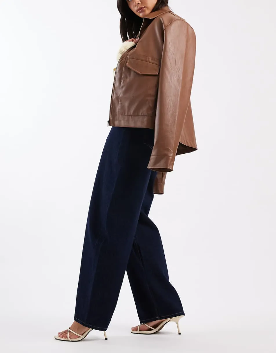 ASOS DESIGN high waisted barrel leg jeans in rinse wash