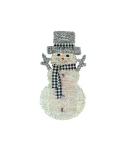 Iridescent Tinsel Snowman Ornament 30x55cm