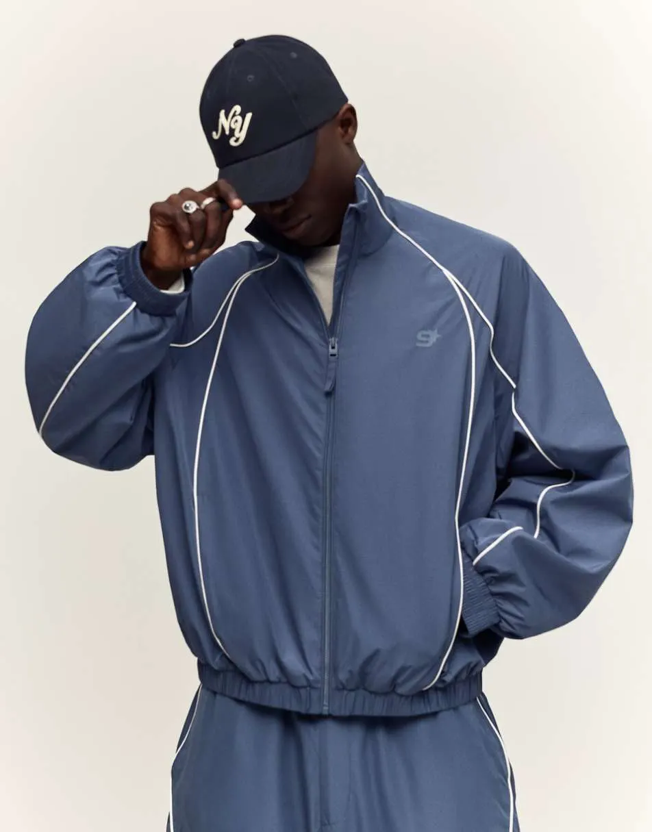 Bershka Contrast technical jacket in denim blue