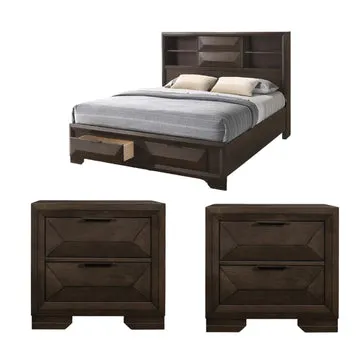 Queen Size (3-Piece) Bedroom Set by Best Home - Brown