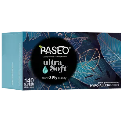 Paseo Ultra Soft Hypo Allergenic 3 Ply Gentle Pure White Tissues