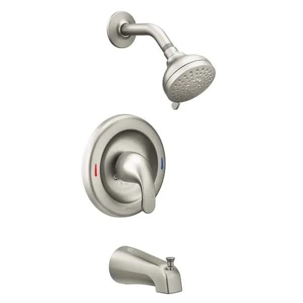 MOEN Adler Single Handle 4-​Spray Tub and Shower Faucet 1.​8 GPM in Spot Resist Brushed Nickel (Valve Included)​