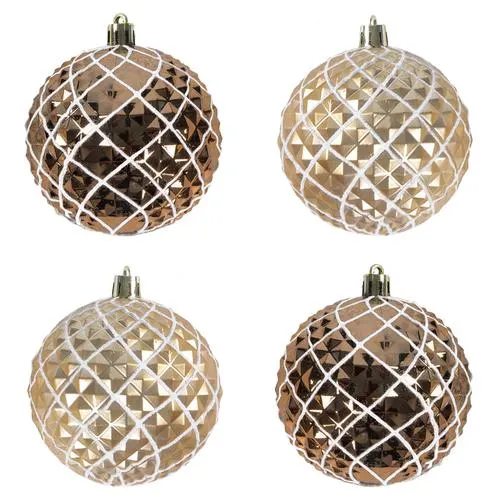 Enchanted Forest® 80mm Copper Embossed Candy Swirl Shatterproof Ornaments - 4 Pack