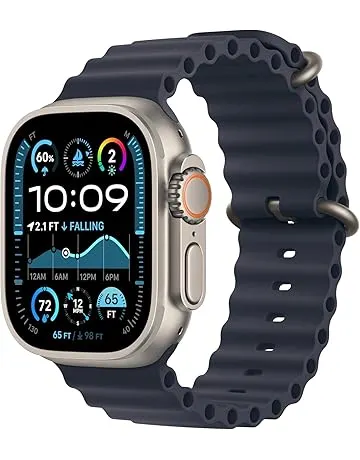 Apple Watch Ultra 2 [GPS + Cellular, 49mm] - Titanium Case with Blue Ocean Band, One Size (Renewed)