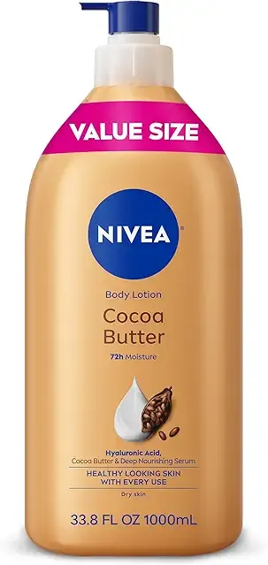 NIVEA Cocoa Butter Body Lotion for Dry Skin, Hyaluronic Acid, 33.8 Fl Oz