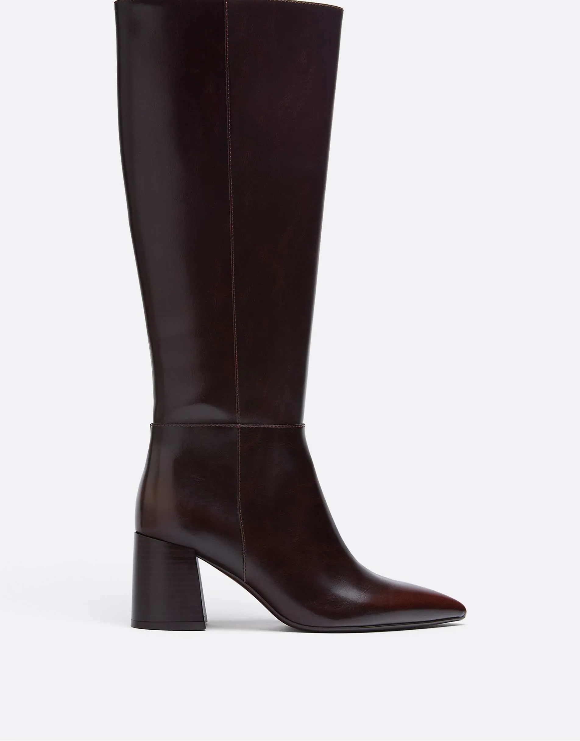 Stradivarius Block heel high boots in brown