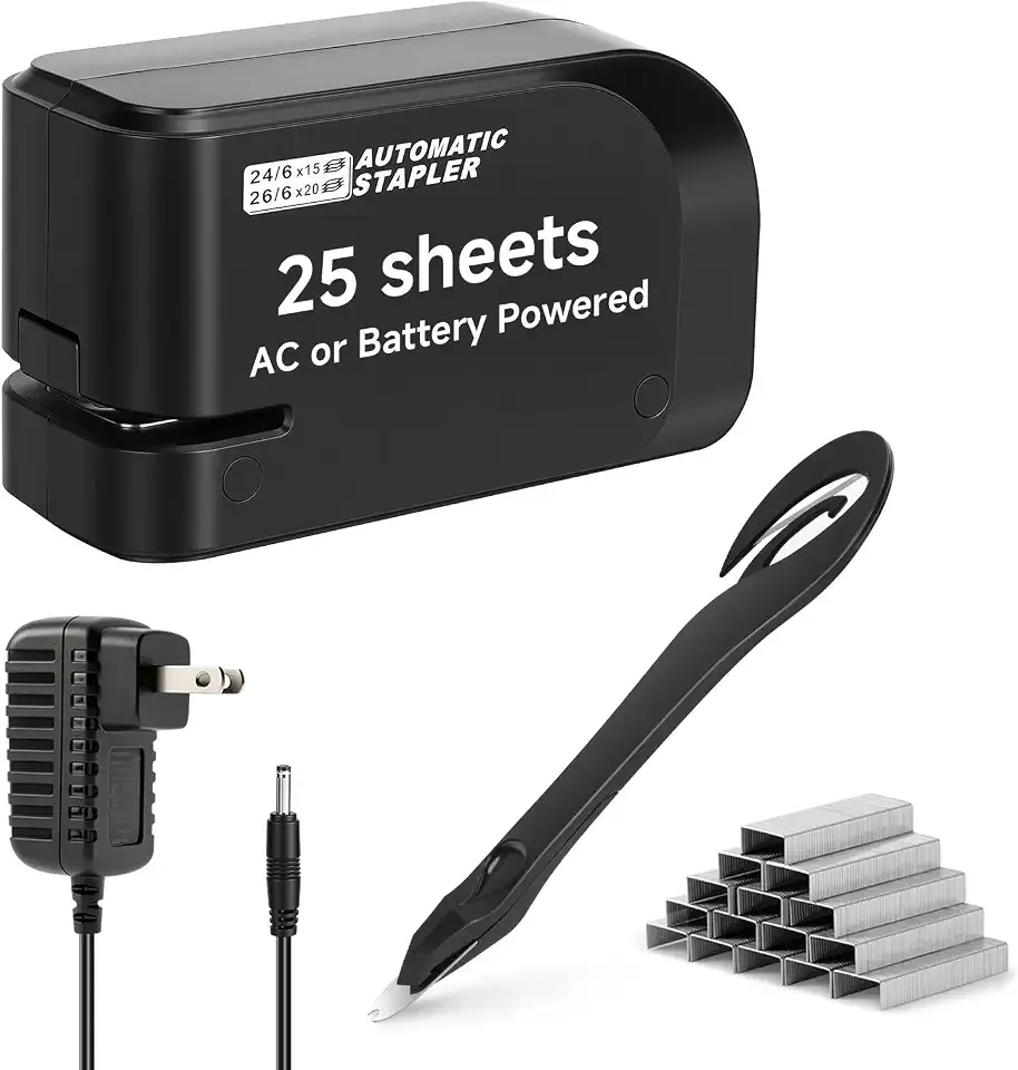 TYS Automatic Electric Stapler, 25 Sheet Capacity, with Staple Remover and 3000 Staples, 24/6 and 26/6 Compatible
