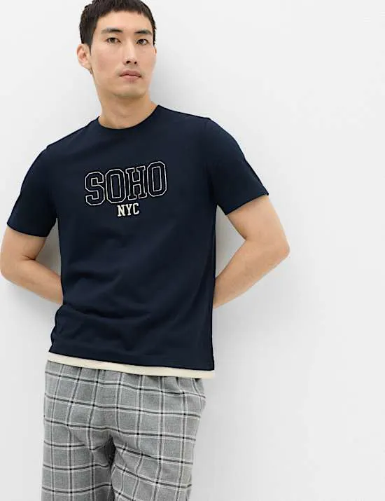 Loungewear-Oberteil Soho mit NYC-Grafik aus reiner Baumwolle