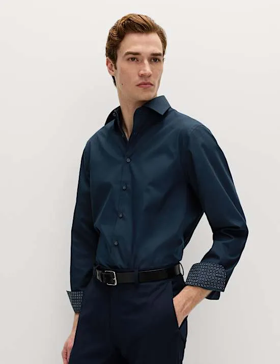 Regular Fit Easy Iron Cotton Blend Shirt