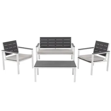 Set da giardino in acciaio Bianco con Doghe Effetto Legno Antracite