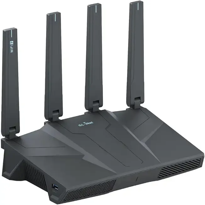 GL.iNet GL-BE6500 (Flint 3e) WiFi 7 Router, High-Speed WiFi Router for Wireless Internet w/VPN, 5 x 2.5G Ethernet Port for Fiber Optic Modem, Long Range Large Home, Business & Gaming Computer Routers