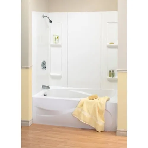 Alabama 60L x 32W x 59H-inch 5-Piece Polystyrene Alcove Tub Surround Kit with Built-In Shelves (Glue-Up)