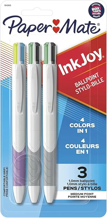 Paper Mate InkJoy Quatro Retractable Ballpoint Pens, Medium Point, Assorted Colors, 3 Pack Paper Mate InkJoy Quatro Retractable Ballpoint Pens, M…